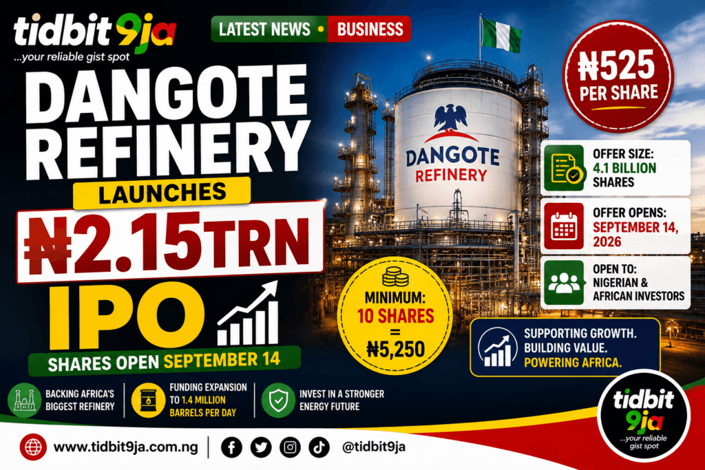 Dangote Refinery Launches ₦2.15 Trillion IPO, Opens September 14