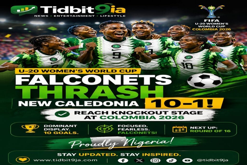 🇳🇬 Falconets Thrash New Caledonia 10–1, Storm U-20 World Cup Knockout Stage